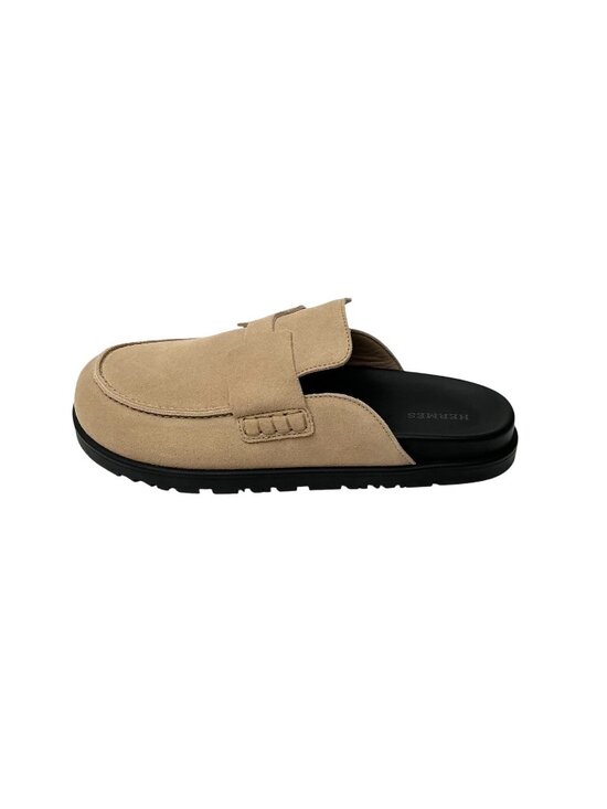 HERMES Men\'s Beige Suede Go Mules size 5 main image 4